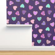 heart sugar cookies - valentines - purple