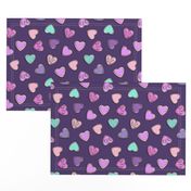 heart sugar cookies - valentines - purple