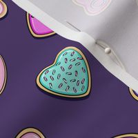 heart sugar cookies - valentines - purple