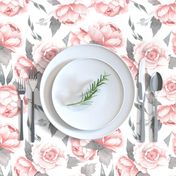 10 " Watercolor Blush Rose Peony Pattern