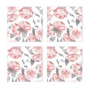 10 " Watercolor Blush Rose Peony Pattern