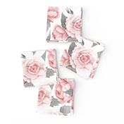 10 " Watercolor Blush Rose Peony Pattern