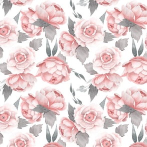 10 " Watercolor Blush Rose Peony Pattern
