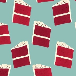 Red Velvet Cake Slices (small scale, mint background)