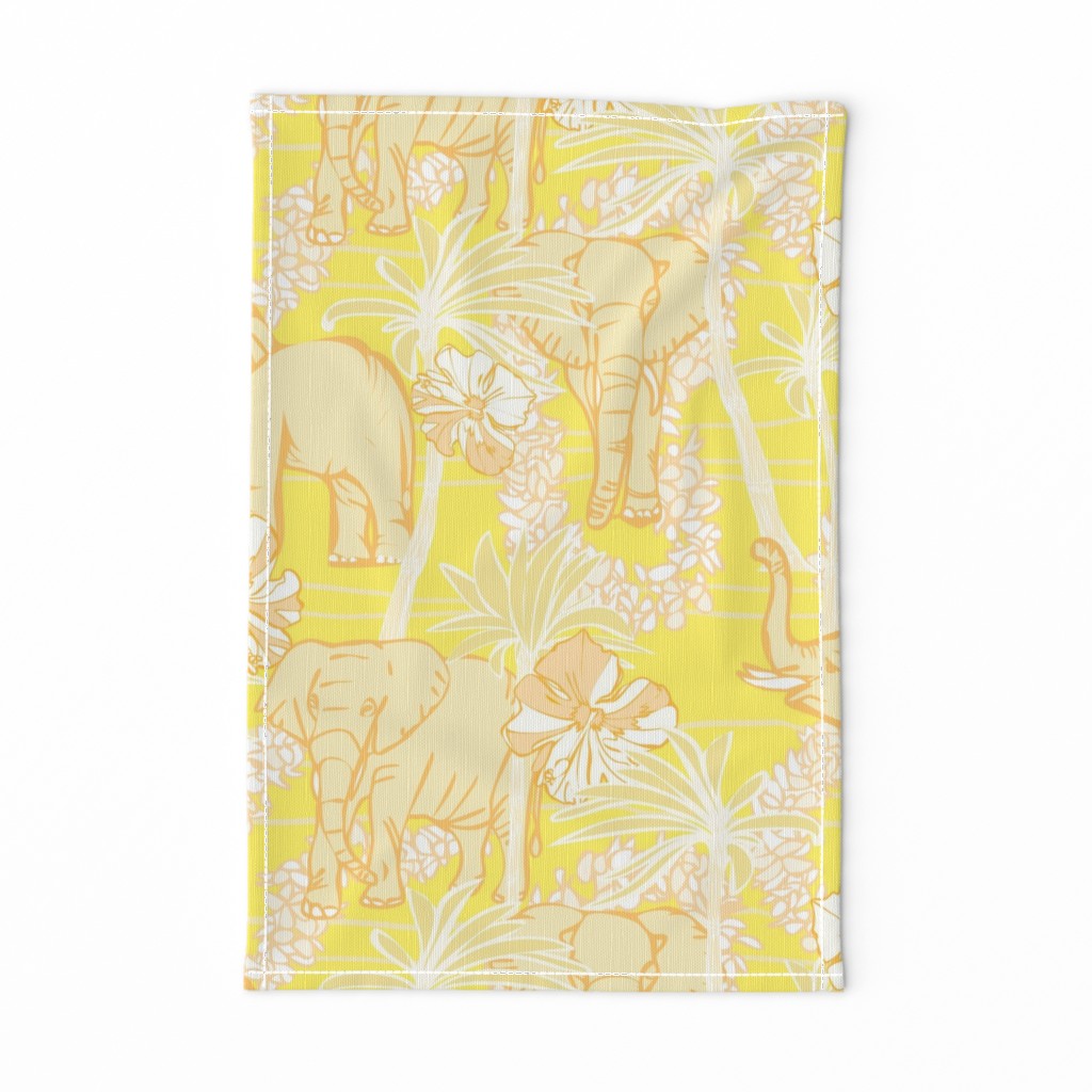 Elephants & Palm Trees on Yellow