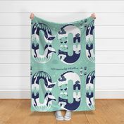 Cut and sew your own cat and unicorn neck pillows // big scale // mint white and marine blue