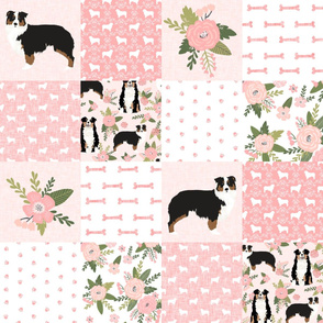 tricolored aussie dog cheater quilt - cute dog fabric - dog design, australian shepherd dog - pet quilt d- cute tricolored aussie dog
