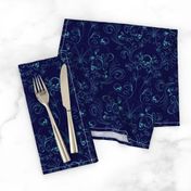 Skull Damask in blue 