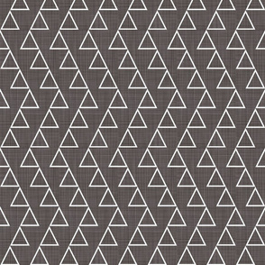 Dancing triangles-white on charcoal LINEN