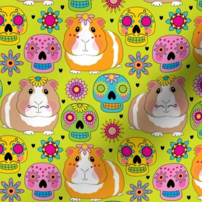 guinea-pigs-with-sugar-skulls on lime