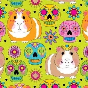 guinea-pigs-with-sugar-skulls on lime