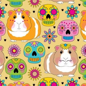 guinea-pigs-with-sugar-skulls-on-cream