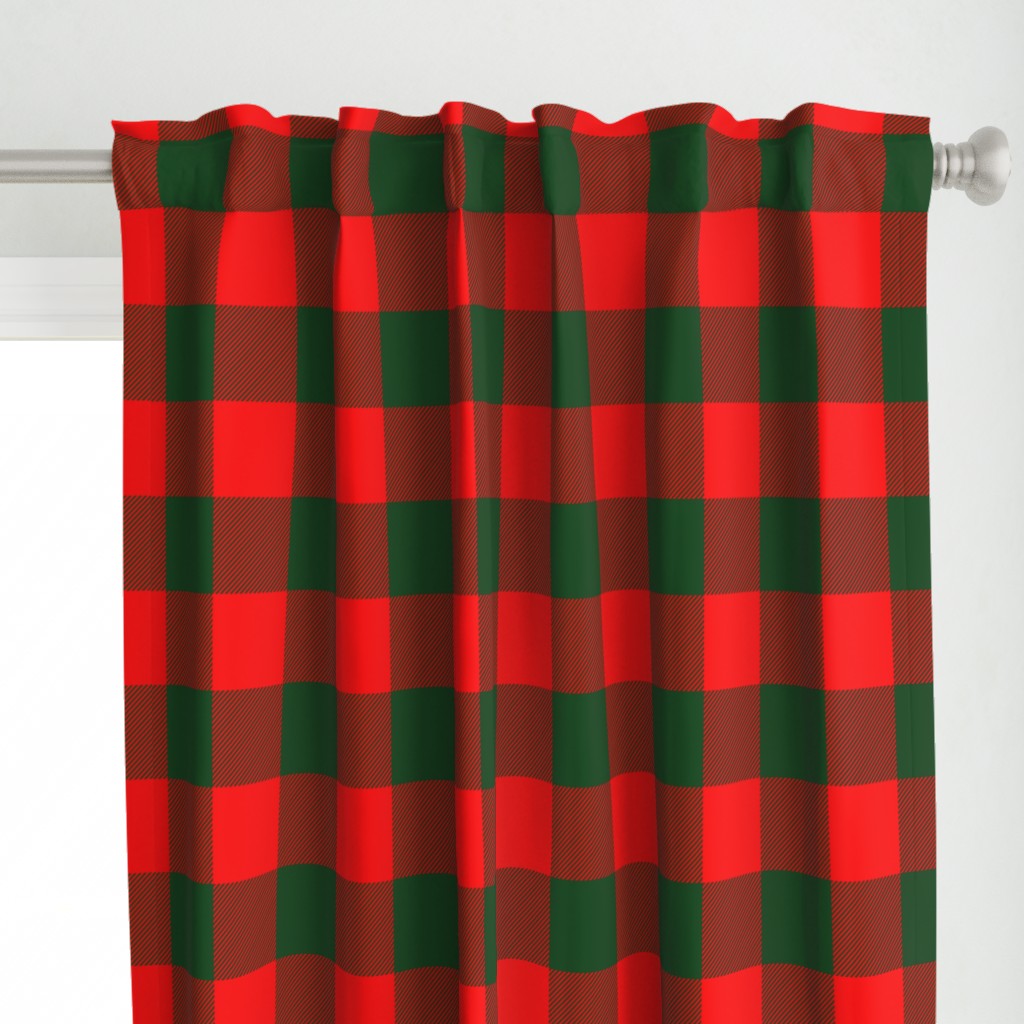 Jumbo Holly Red and Balsam Green Christmas Country Cabin Buffalo Check