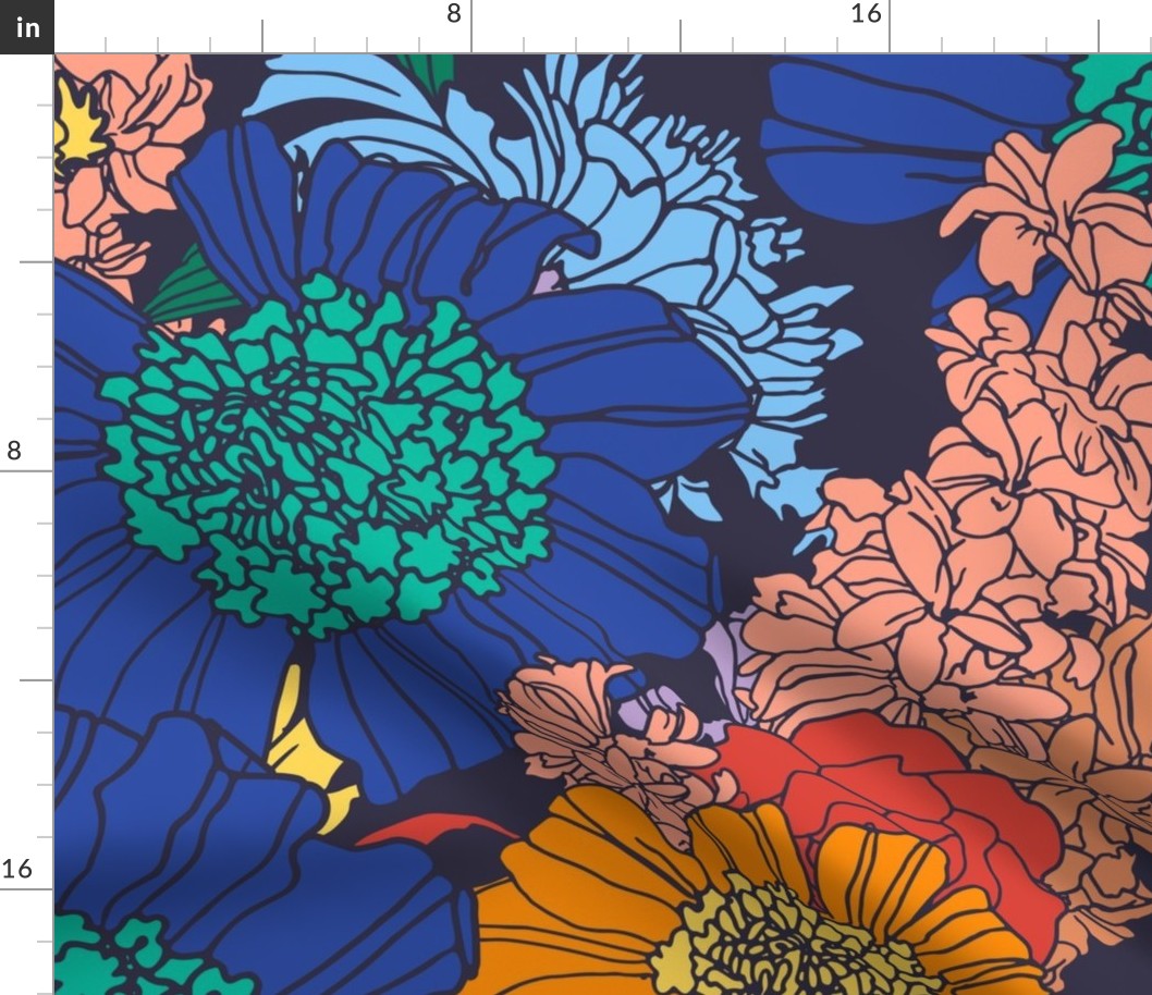 Floral Midnight Jumbo Scale (HALF-DROP)