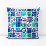 christmas pattern in blue purple tones 