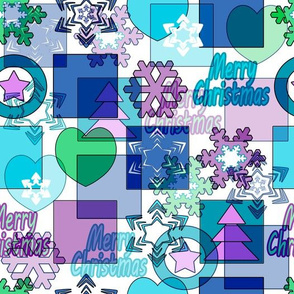 christmas pattern in blue purple tones 