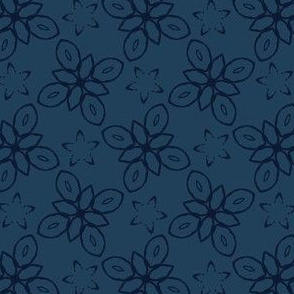  Geometric Flower Motif Faded Denim 