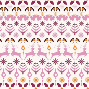 Fair Isle Christmas in pink and orange