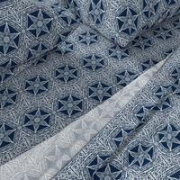 Sketchy Hexi Stars of Silvery Grey on Indigo Blue