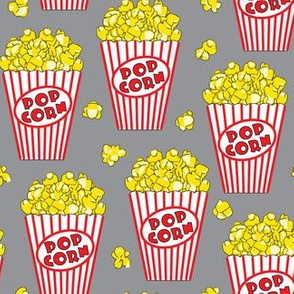  Spoonflower Fabric - Popcorn, Movie, Box, Stripes, Red