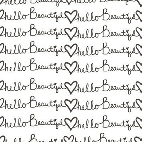 8" Hello Beautiful Quote Print Brown