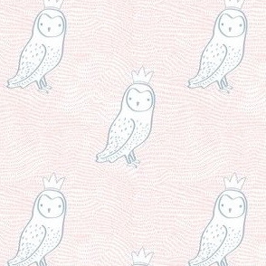 4" Owl with Crown Blue Pink Stripes