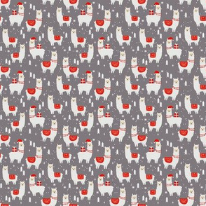 MINI christmas llama - grey and red llama fabric, llama fabric, christmas fabric, christmas fabric by the yard, cute christmas llama - grey & red