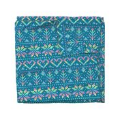 Fair Isle - rainbow on teal