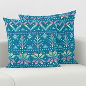 Fair Isle - rainbow on teal