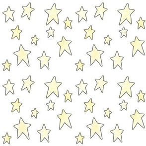 Pale Yellow Christmas Stars on White