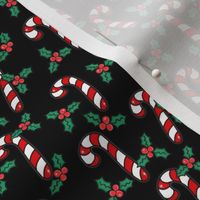 Christmas Candy Canes on Black (red and white)