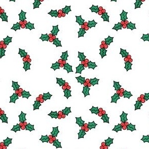 Christmas Holly on White