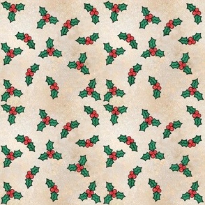 Christmas Holly on Gold