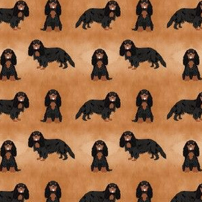 SMALL - cavalier king charles spaniel fabric - - watercolor texture -  black and tan dog, dog fabric, cavalier dog fabric, spaniel dog fabric, dog breeds fabric - brown
