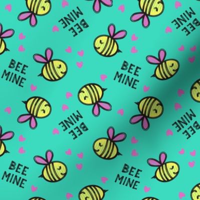 Bee Mine - teal - valentines day