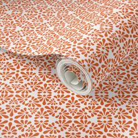 Talavera Fan Motif - Orange on White