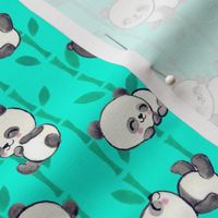 Lazy Little Pandas in Teal