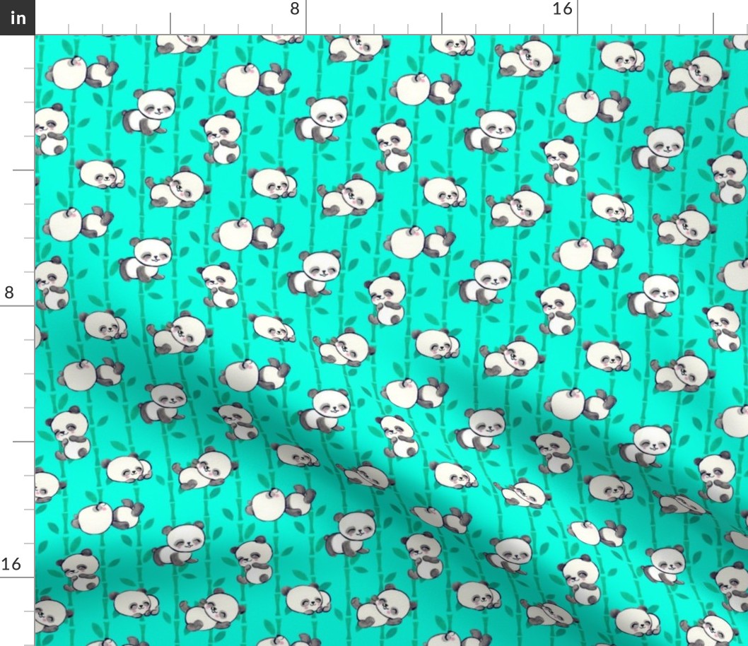 Lazy Little Pandas in Teal