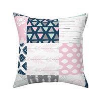 Southwest Horizon Cheater Quilt in Spearmint, Pink, Grey and Dark Blue