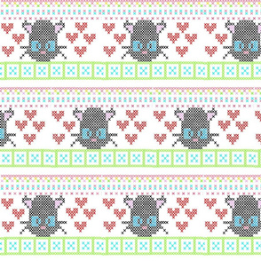 Light fair isle cat with valentine hearts