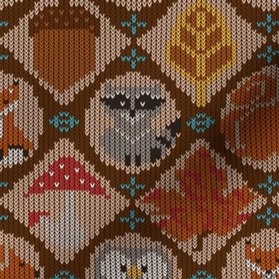 Woodland Animals Ugly Sweater ~ Brown Tan