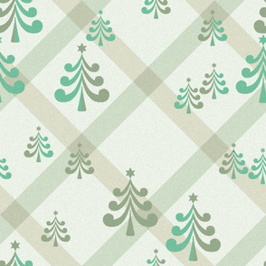 christmas trees in light teal