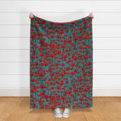 poppy repeat dark turquoise