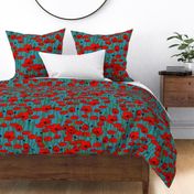 poppy repeat dark turquoise