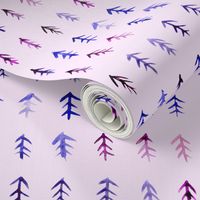 Fur trees on pink || watercolor xmas pattern
