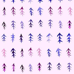 Fur trees on pink || watercolor xmas pattern
