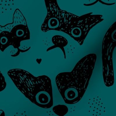 Dogs are awesome cool puppy love animal design black ink on teal green JUMBO