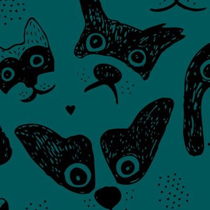 Dogs are awesome cool puppy love animal design black ink on teal green JUMBO