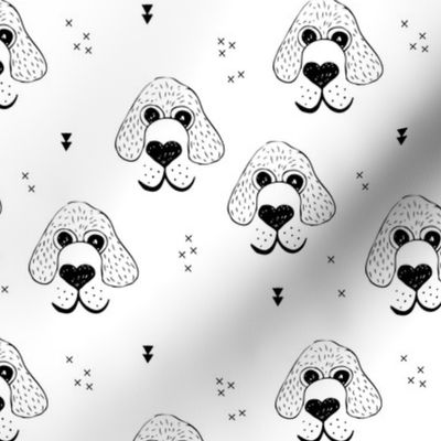 Monochrome dogs and puppy love geometric beagle abstract king charles spaniel