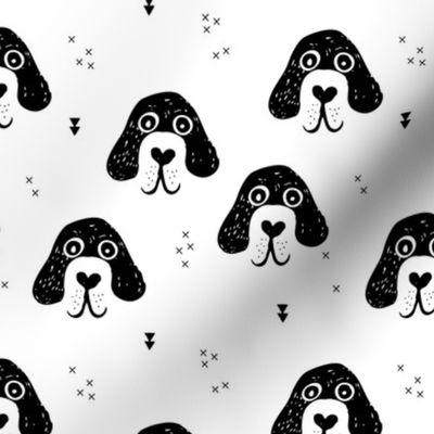 Monochrome dogs and puppy love geometric beagle abstract golden retriever 